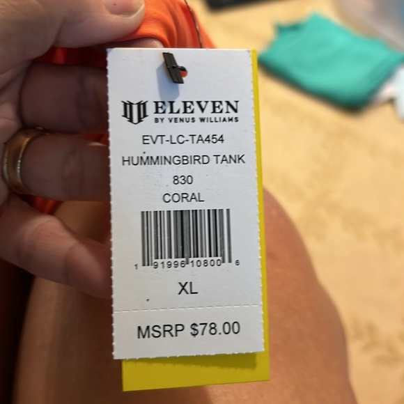 NWT bright coral Eleven Tennis Hummingbird Tank Top with Ruffle Sleeves XL - Picture 6 of 6
